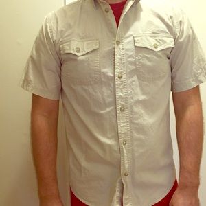 Off-white button-down shirt, 100% cotton